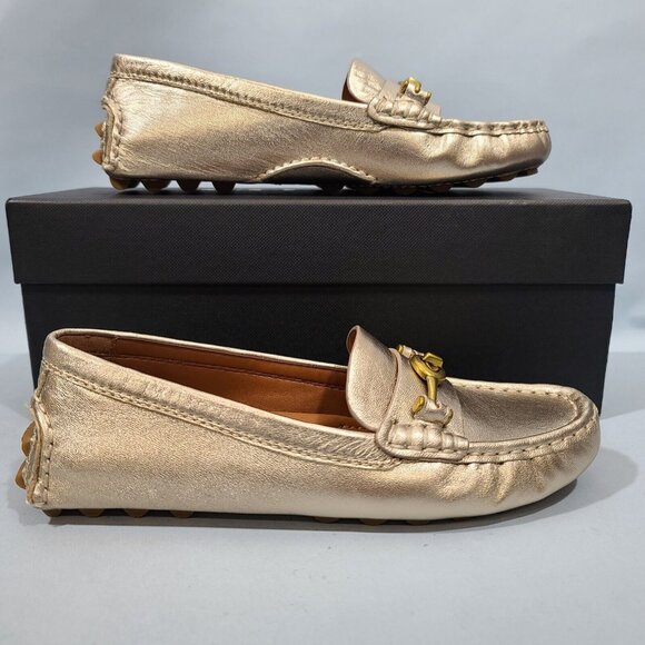 Coach Turnlock Driver Champagne Leather Shoe Women's Size 6B G3162 New - Picture 1 of 10